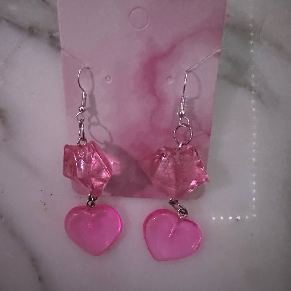 Exquisite luxury pink dangled earrings (handmade)